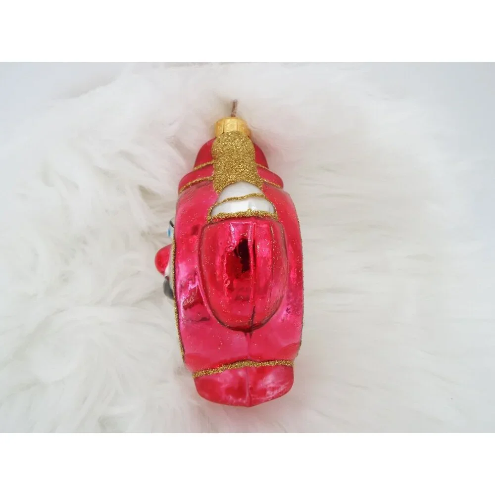 Vintage Glass Anthropomorphic Clock Ornament Made in Poland